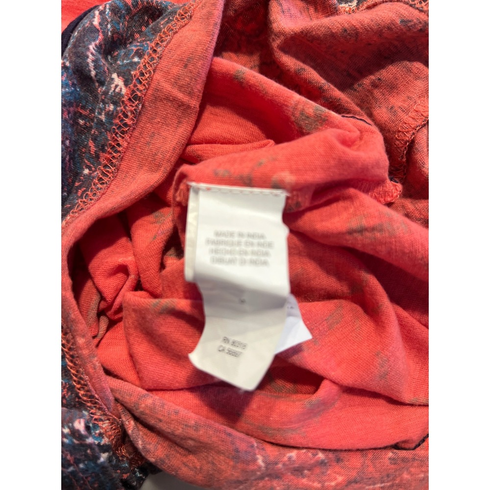 Lucky Brand Women Coral Red Floral Paisley Split Neck Top 7W63002 Size M NEW - Picture 8 of 11